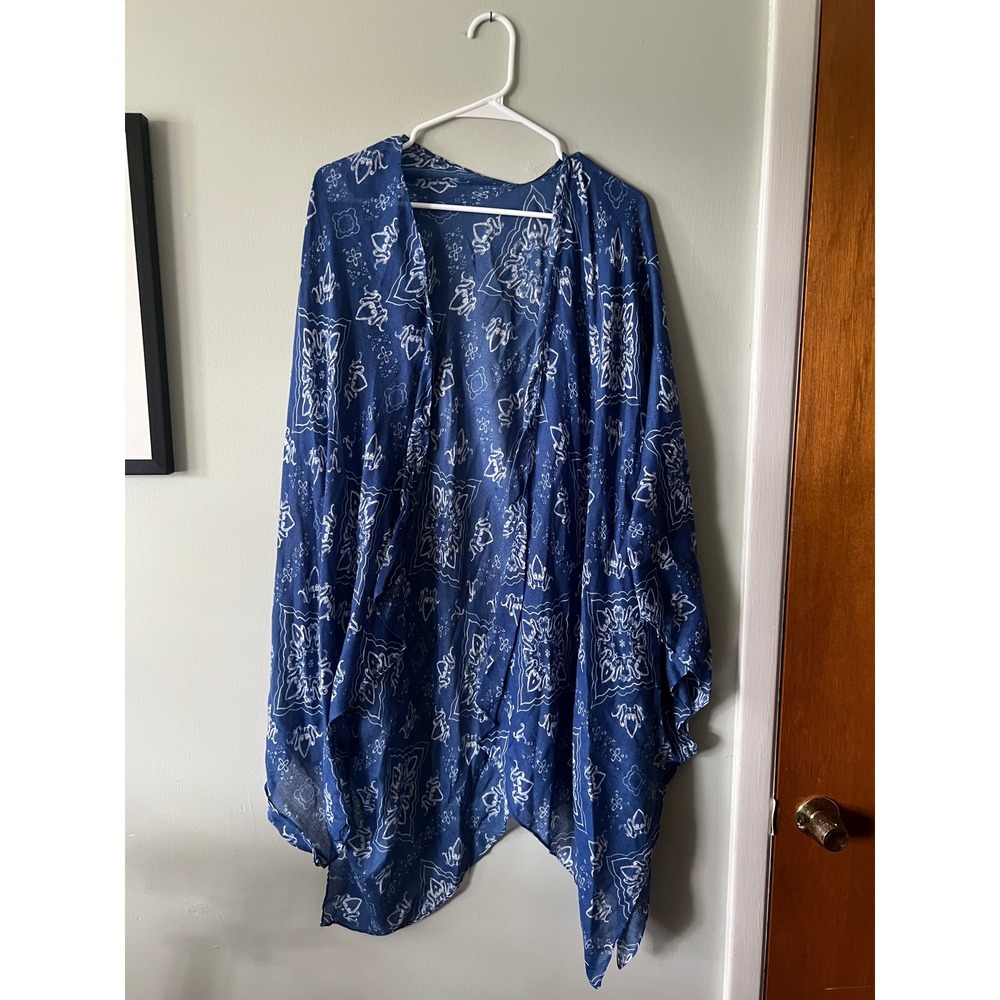 Eddie Bauer Shawl Ocean Blue Flowy Blue Lightweight Women OS